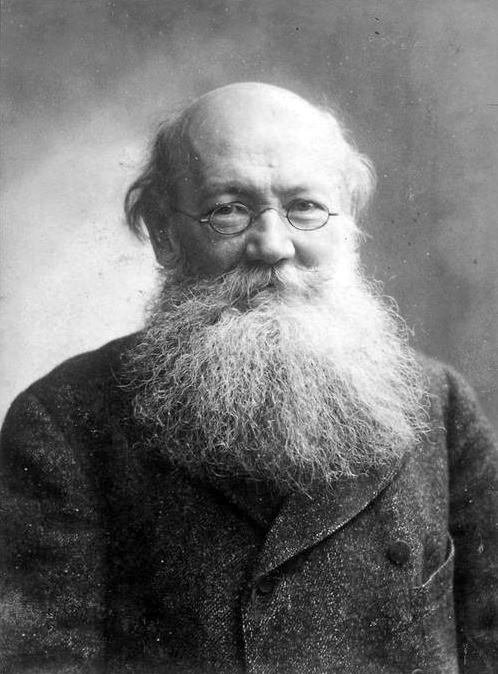 Black and white photograph of Pyotr Kropotkin