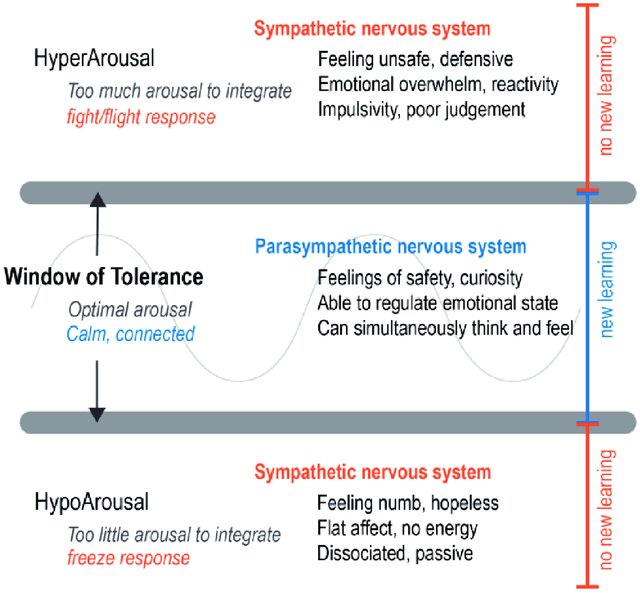 Diagram of nerve activation states from polyvagal theory