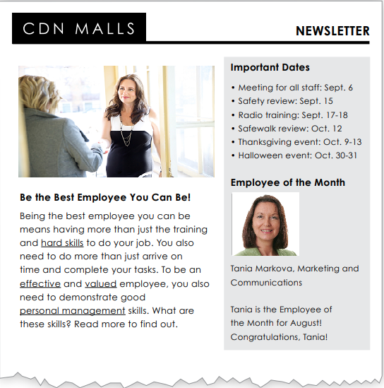 CDN Malls newsletter page 1