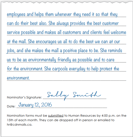 Employee of the month nomination form page 2