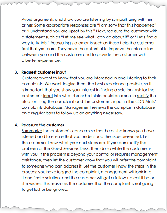 Handling customer complaints, page 2