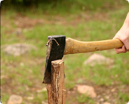 Axe chopping wood