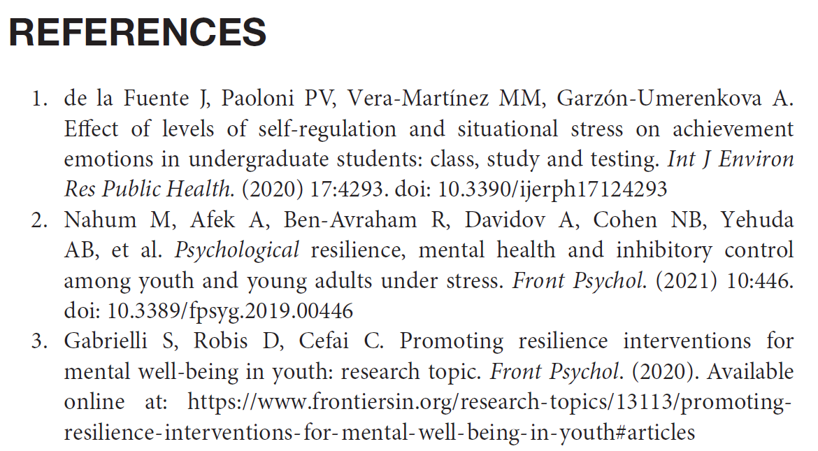 The top few references in a journal article's reference list