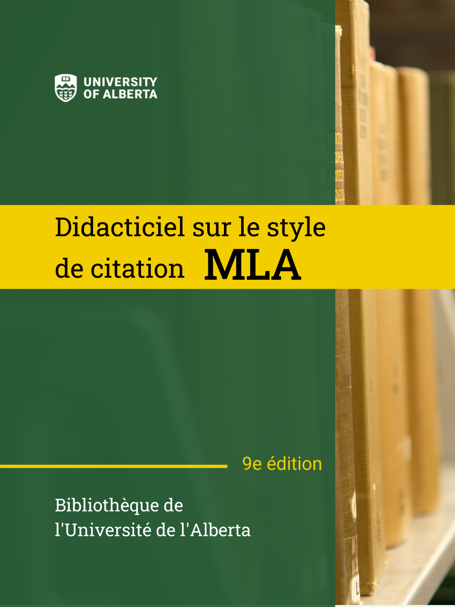 Page couverture de Didacticiel sur le style de citation MLA (9e éd.)