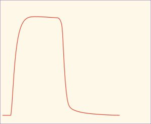 This contraction rises quickly from the baseline to a peak value and maintains a plateau for a short while then decreases to the baseline again.