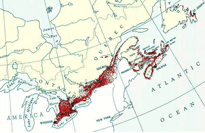 Map of population distribution