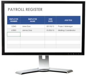 Computer screen showing payroll spreadsheet