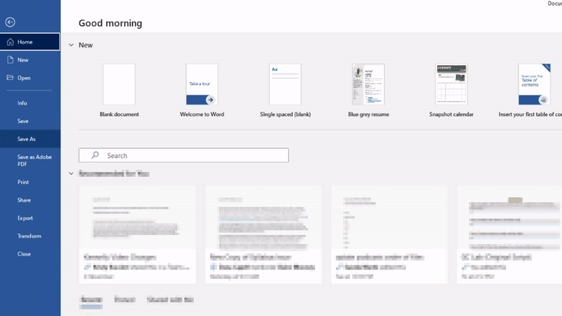 A gif demonstrating how to save a document as an .rtf file in Microsoft Word