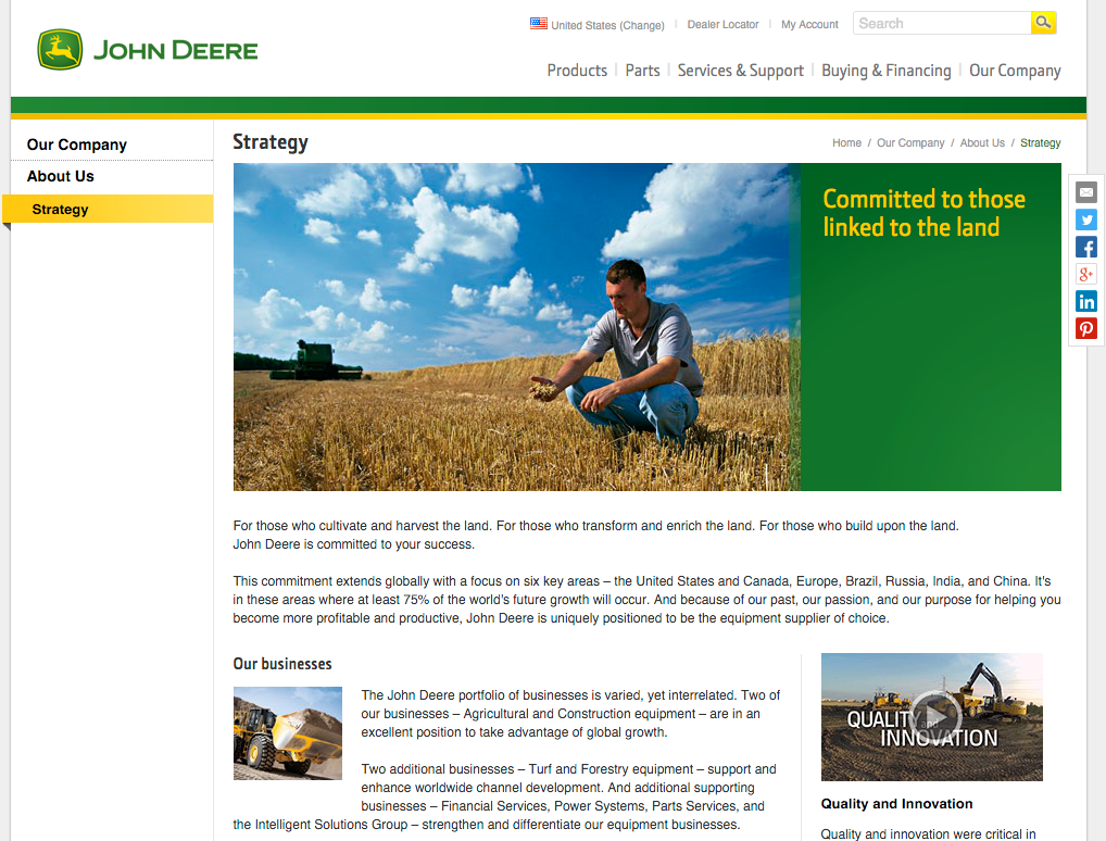 John Deere's mission statement