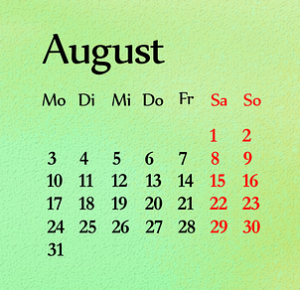 August Calendar