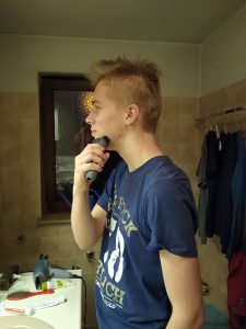 Nico shaving his face