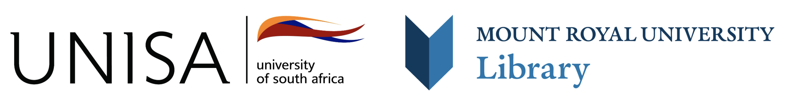 University of South Africa and Mount Royal University Library Logos, full color