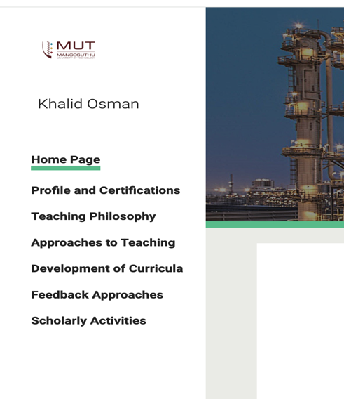 The purpose of this image is to demonstrate a vertical menu of an ePortfolio