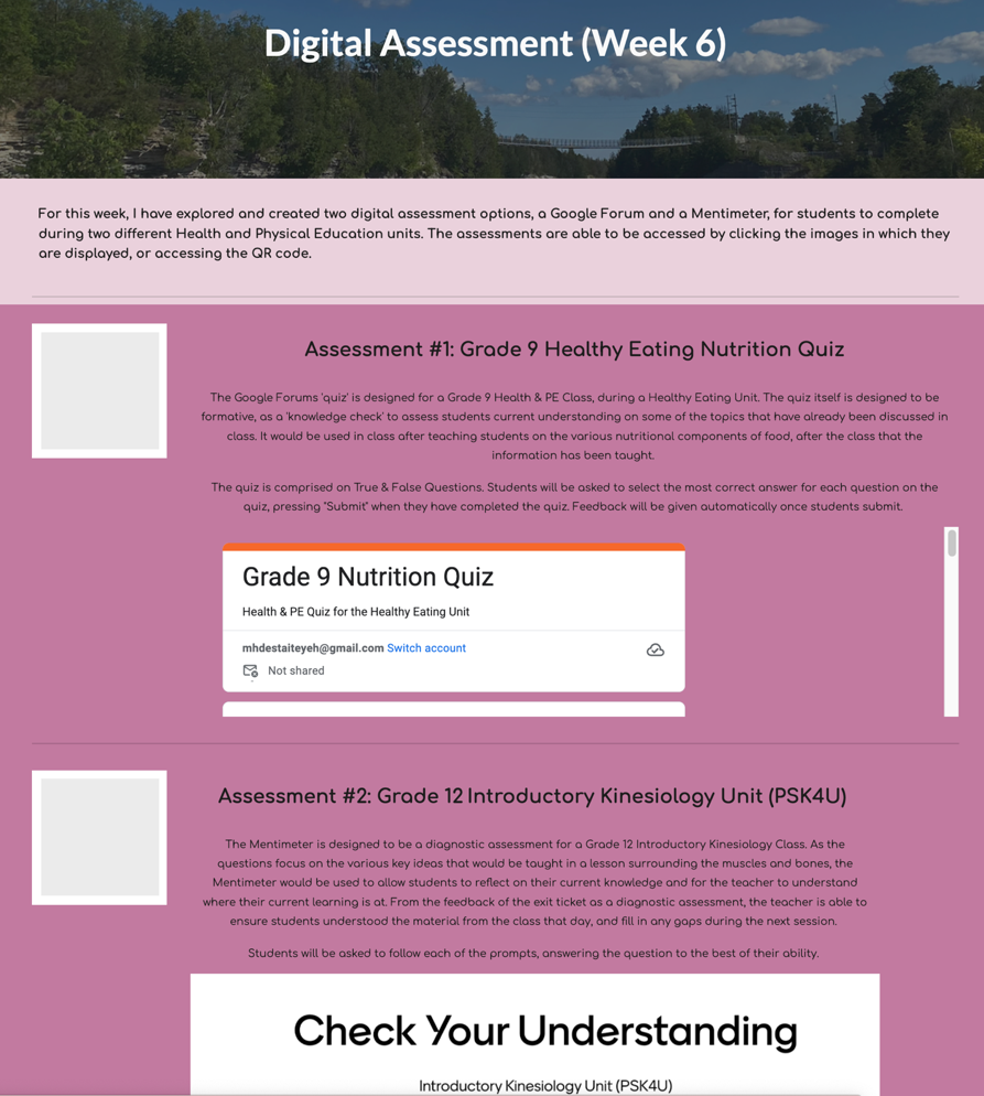 The purpose of this image is to illustrate the digital assessment section of a teacher candidate's ePortfolio