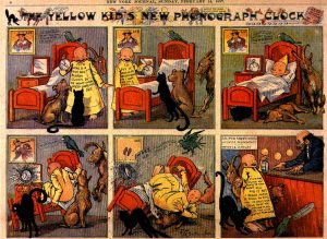 Comic illustration of R. F. Outcault’s Yellow Kid character from an 1896 New York Journal publication