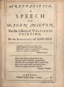 John Milton’s 1644 Areopagitica