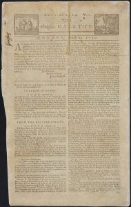 Top-down image of the Halifax gazette newspaper