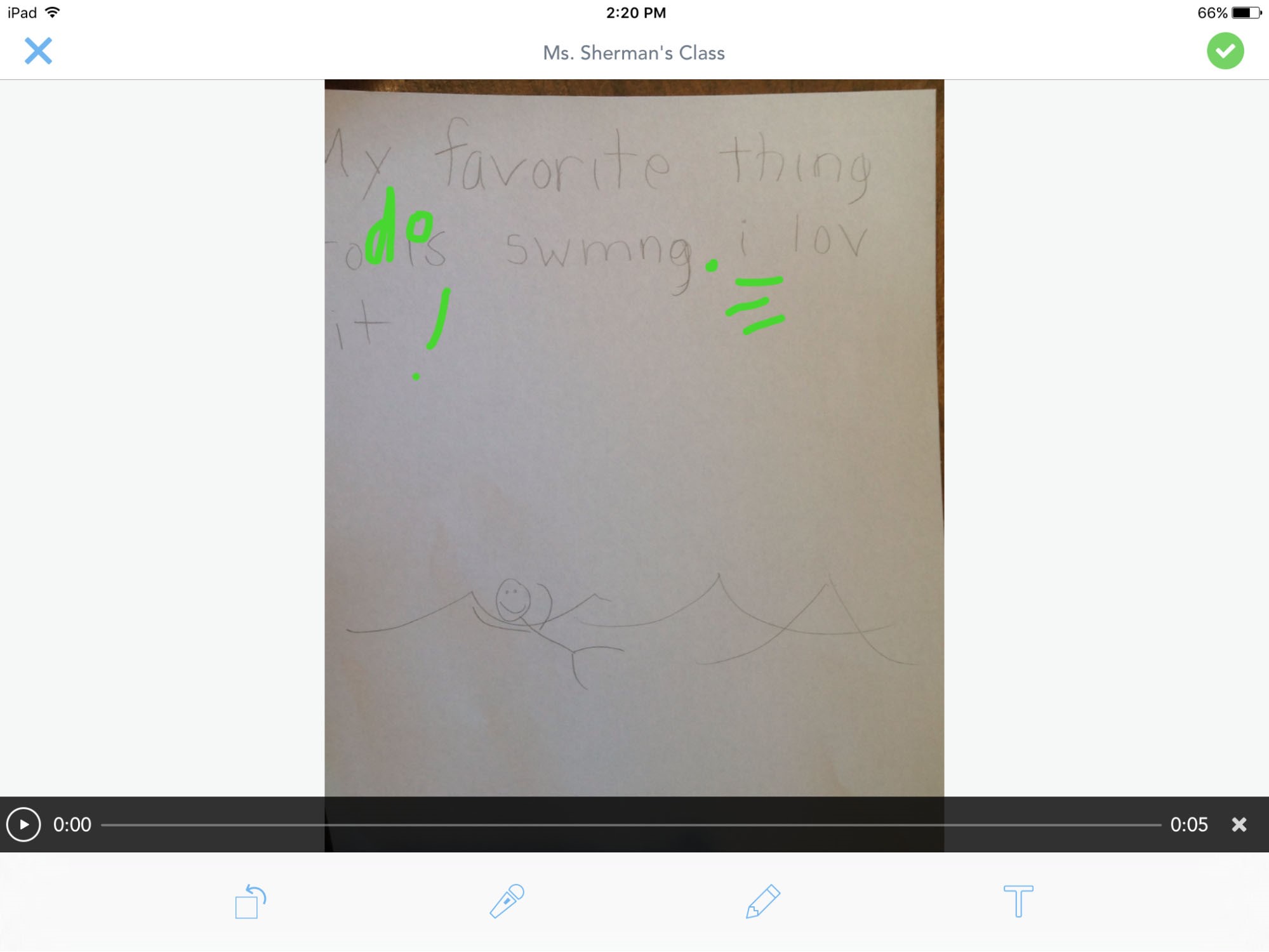 An example of student work with digital corrections.