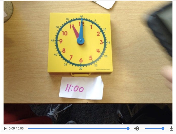 An image of a clock at 11:00 and  slip of paper that has 11:00 written on it.