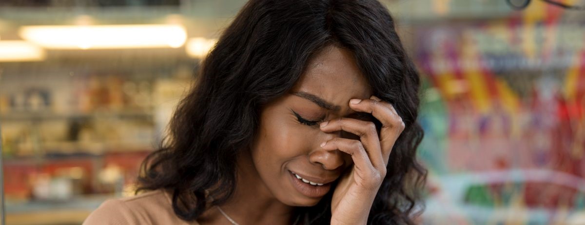 Girl who looks distressed.