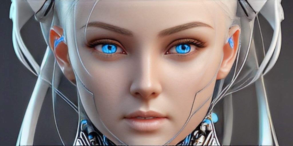 Image girl who looks like a robot with wires that plug into her head.