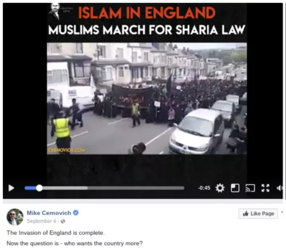 Example of disinformation. Photo of  peaceful religious march that has been falsely captioned on Facebook.