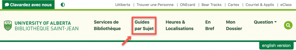 L'onglet Guides par sujet