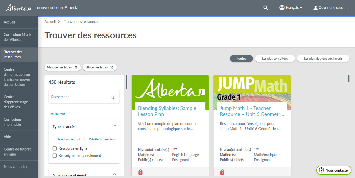 Nouveau LearnAlberta ressources d'appui