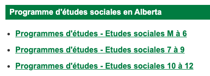 Programmes d'études pour Etudes Sociales