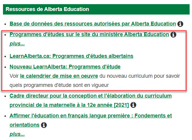 Liens aux programmes d'étude