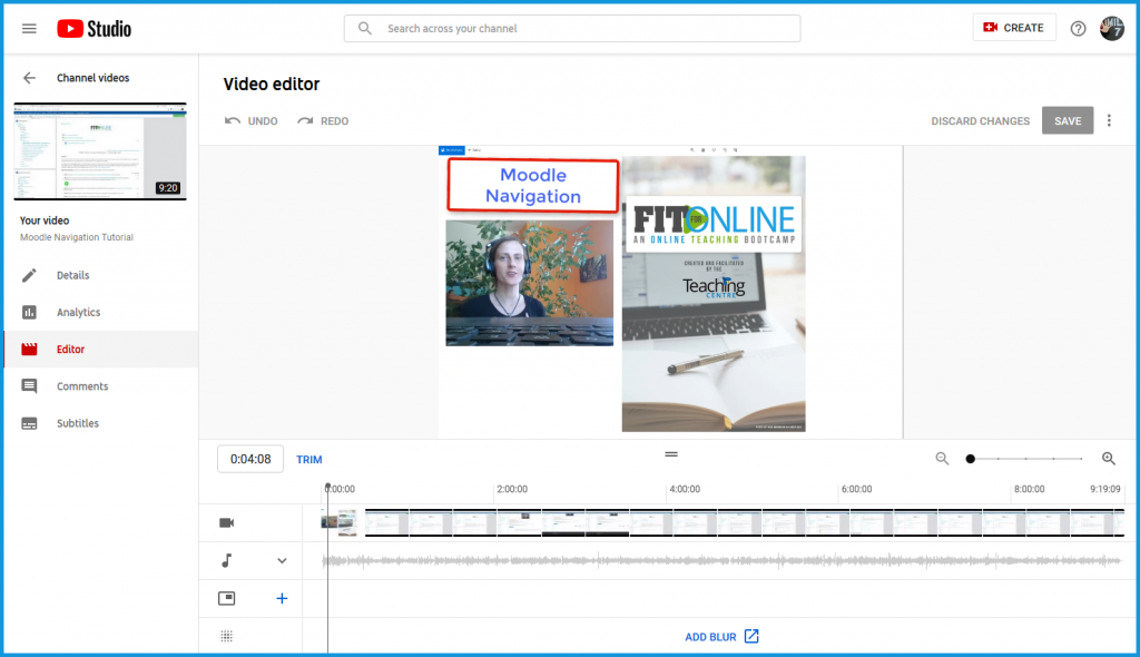 This is a screenshot of the Youtube editor
