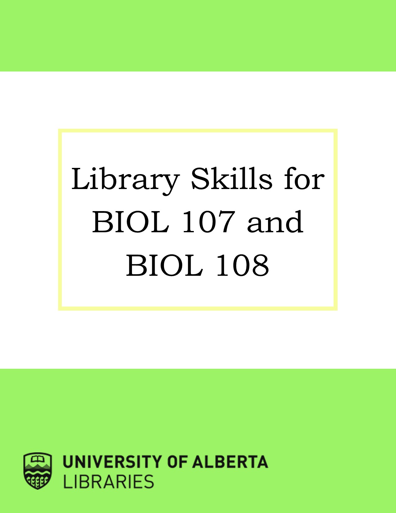 Cover image for Library Skills for BIO 107/108