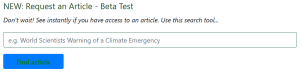 Request article search on the Inter Library Loan page