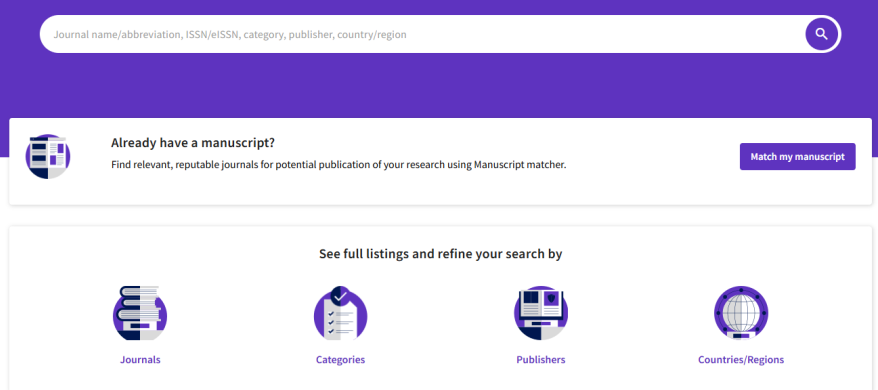 Journal Citation Reports homepage search. Search by title or browse by category