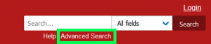 arxiv search bar with the advanced search option highlighted