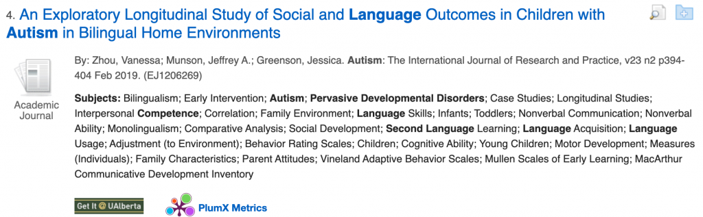 ERIC record for Exploratory longitudinal study