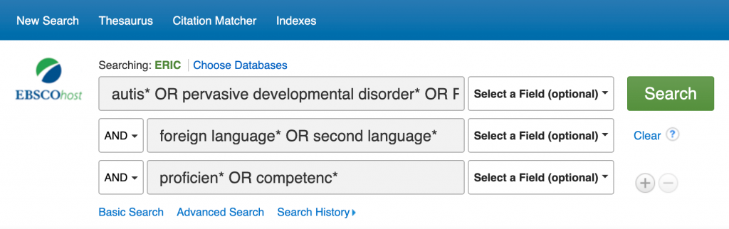 ERIC (EBSCO) initial search