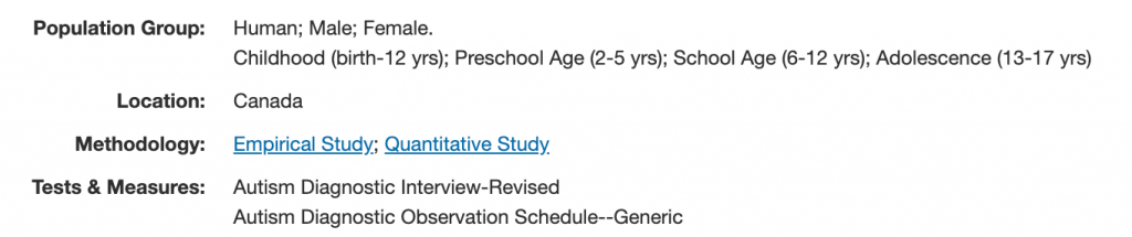 PsycInfo Methodology Information