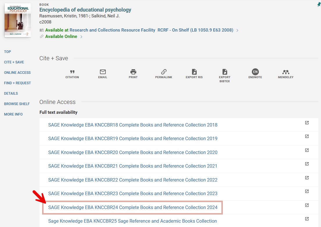 Library record for SAGE Encyclopedia of Educational Psychology