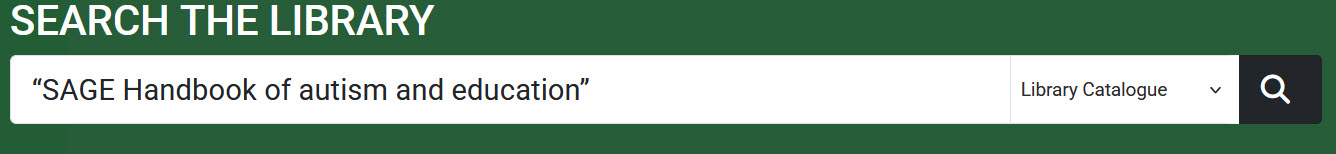 SAGE Handbook of autism and education Title Search