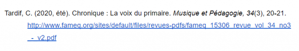 Référence pour l'article Chronique : La voix du primaire