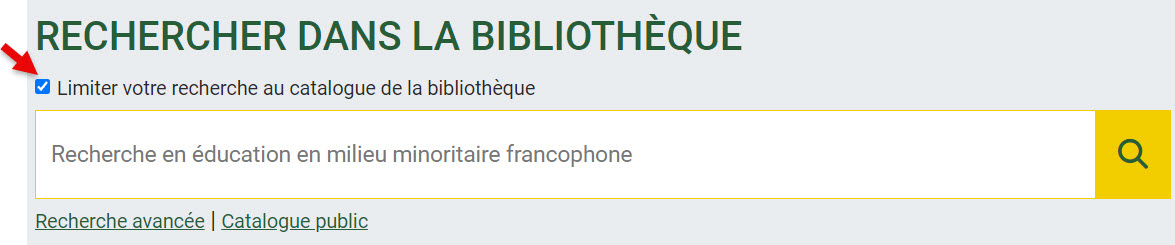 Recherche d'un titre de livre dans le catalogue de la bibliothèque