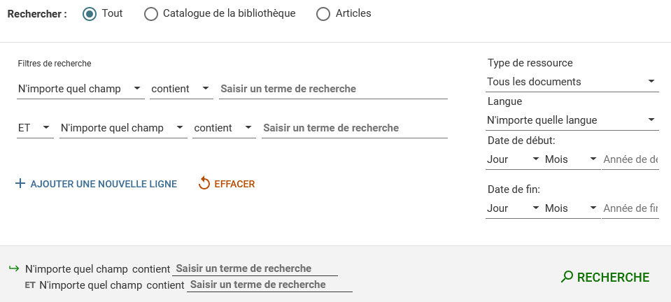 Moteur de recherche avancée de la bibliothèque