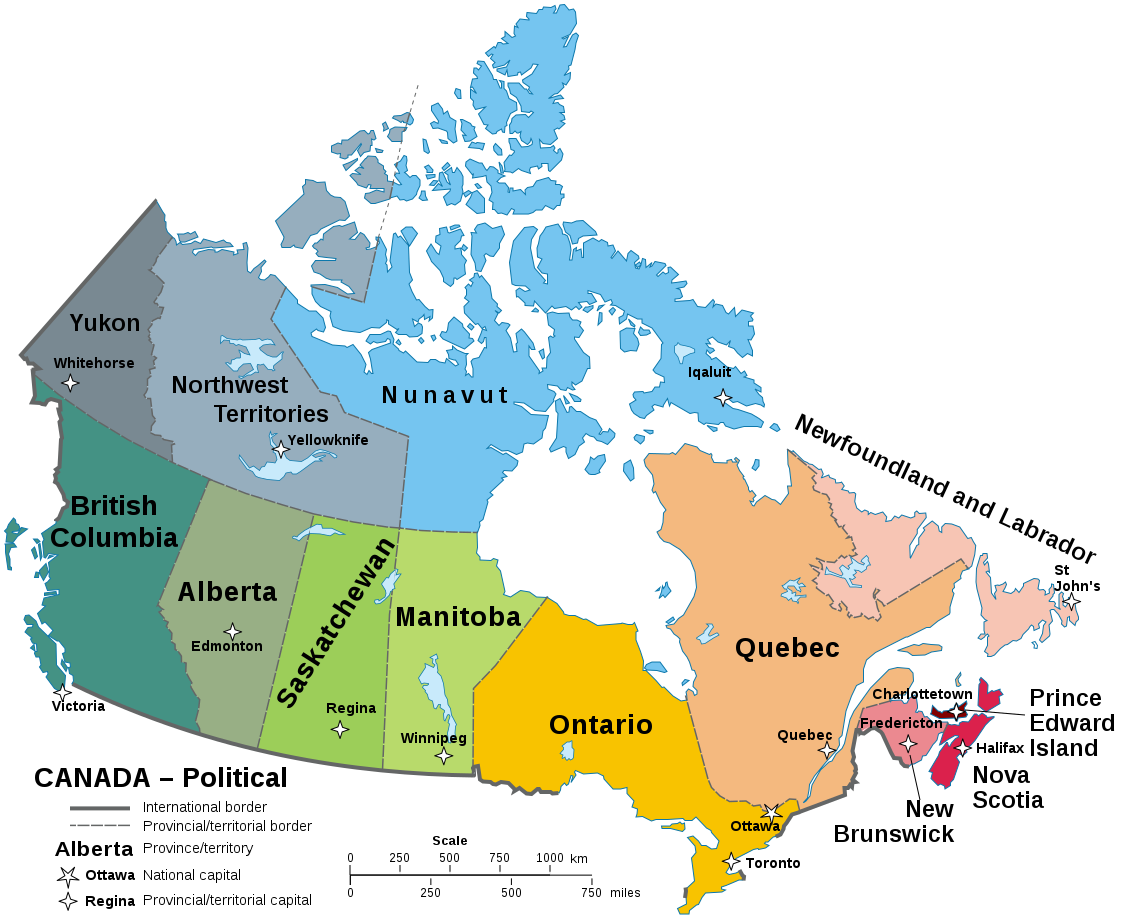 Political map of Canada